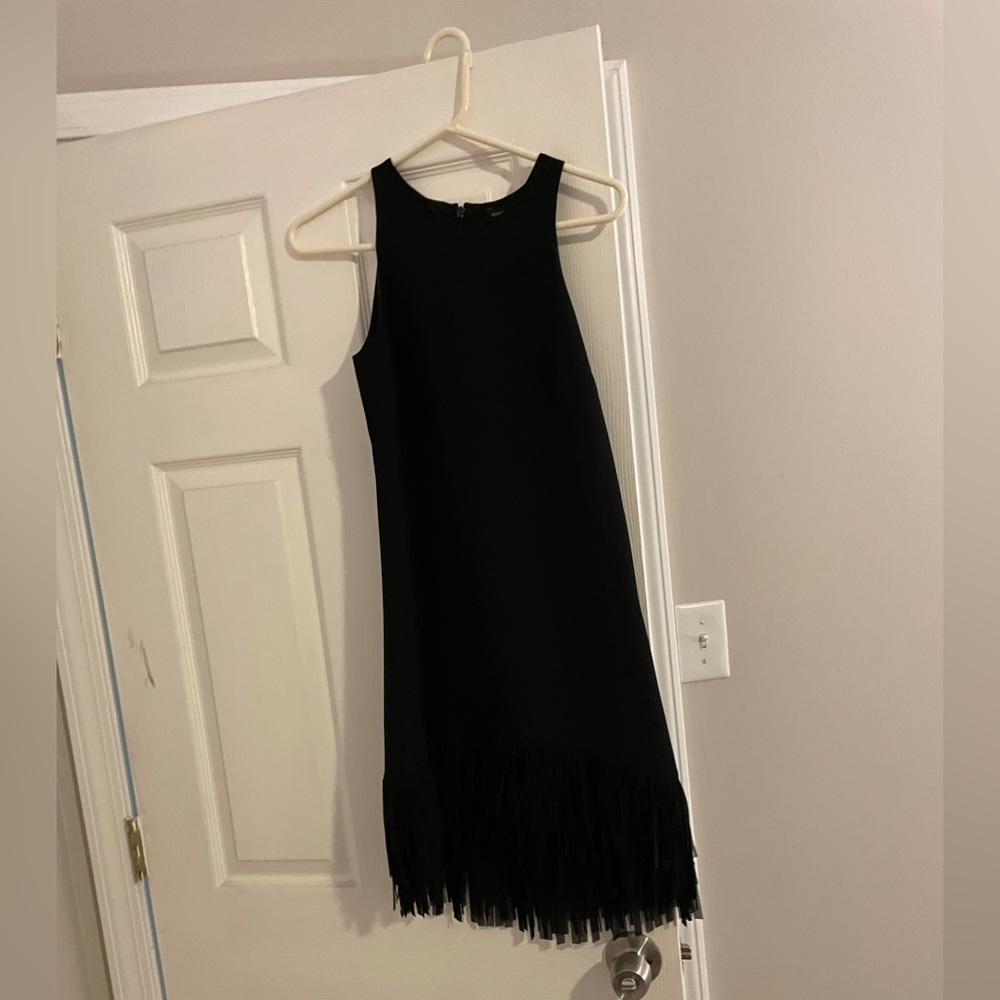 Black Banana Republic dress with fringes at the end